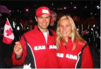 Natasha with husband Joel at the opening ceremonies of the 2002 Commonwealth Games in Manchester England